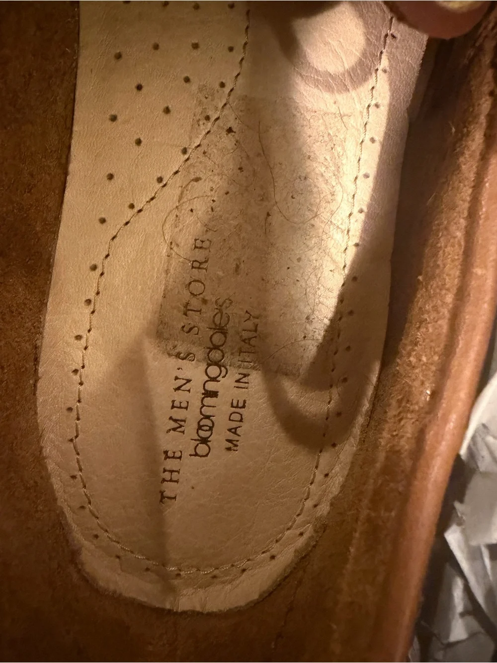 Bloomingdale's Cognac Leather Boat Shoes with Rope Trim